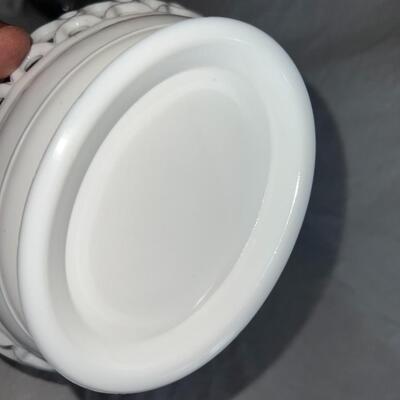 White Milk Glass Chicken Hen Lidded Dish