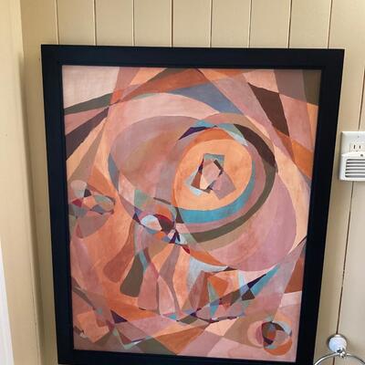 Abstract black framed oil painting