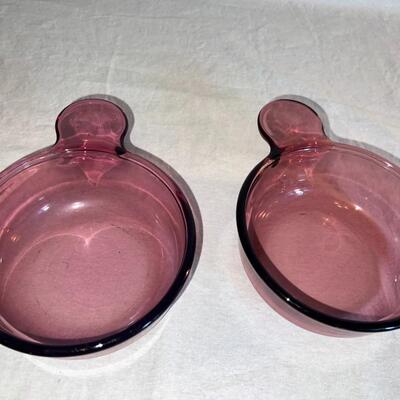 Corningware Cranberry Colored Dishes - Vintage