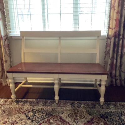 Cream and brown bench