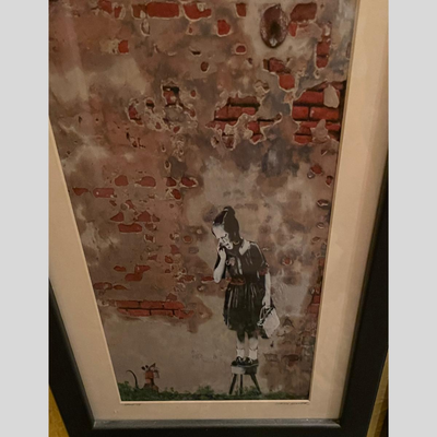 Signed and Framed Banksy Reproduction of "Rat Girl" - 12 x 22