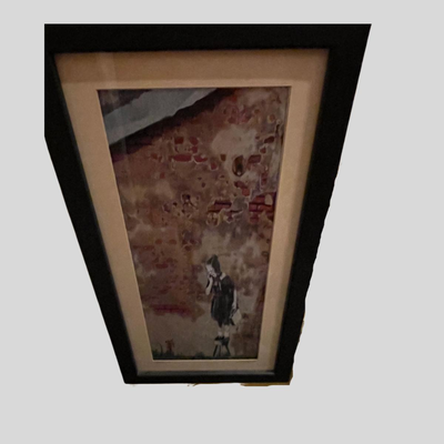 Signed and Framed Banksy Reproduction of "Rat Girl" - 12 x 22