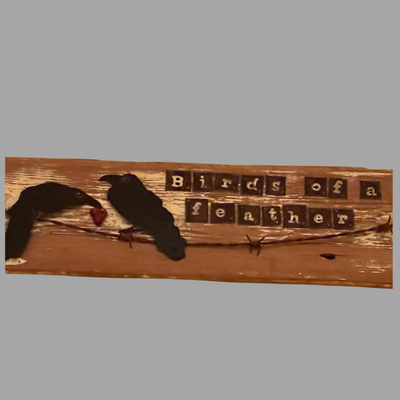 Tress Turner Original Metal Art Piece - Birds of a Feather - 19"