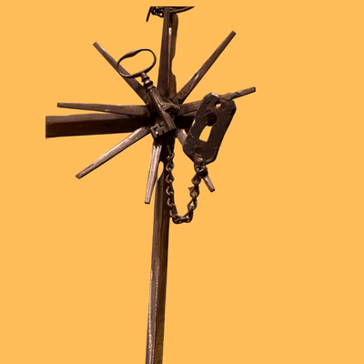 Tress Turner Original Metal Cross Sculpture - 18"