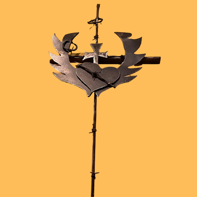 Original Metal Cross Sculpture by Local Artist Tress Turner - 16"