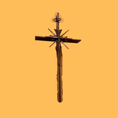 Metal Cross Sculpture by Local Artist Tress Turner - 18"