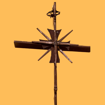Metal Cross Sculpture by Local Artist Tress Turner - 18"