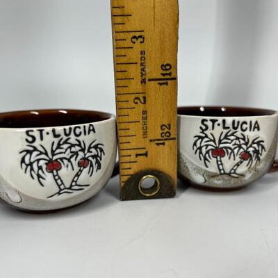 Retro St. Lucia Tropical Palm Trees Ceramic 5 Piece Coffee Tea Set