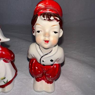 White Americana Salt and Pepper Shakers - Antique