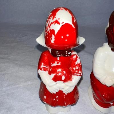 White Americana Salt and Pepper Shakers - Antique
