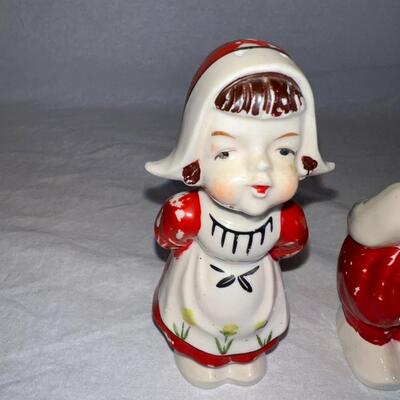 White Americana Salt and Pepper Shakers - Antique