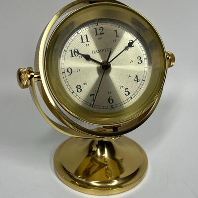 Schooner Hampton Rotating Brass Nautical Desk Ship Clock