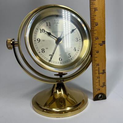Schooner Hampton Rotating Brass Nautical Desk Ship Clock