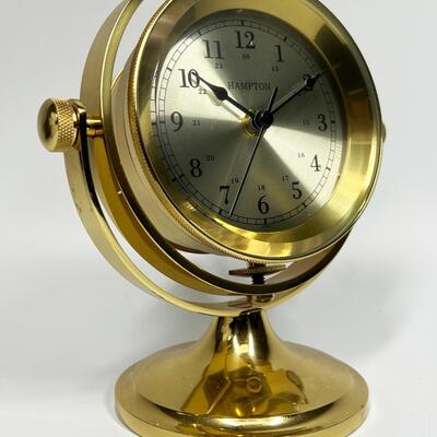 Schooner Hampton Rotating Brass Nautical Desk Ship Clock
