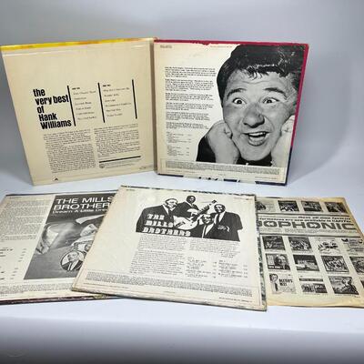Vintage 5 Album Lot Hank Williams Mills Brothers Buddy Hackett