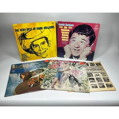 Vintage 5 Album Lot Hank Williams Mills Brothers Buddy Hackett