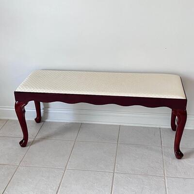 Queen Anne Cherry Upholstered Bench