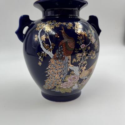 Set Of Three (3) ~ Cobalt Blue Japanese Vases