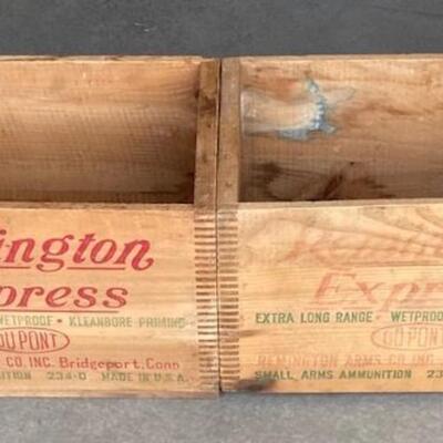 Two Vintage Remington Express Wooden Ammo Boxes