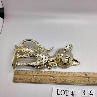 Lot 34 - Vintage Torino Golden Cat Earring Holder