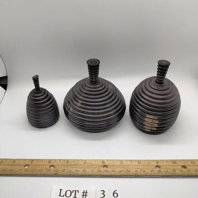 Lot 36 - Trio Handmade Wood Vessels