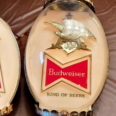 VINTAGE BUDWEISER GLOBE STYLE COLLECTABLE WALL LIGHTS
