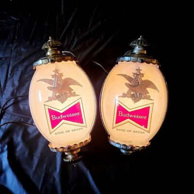 VINTAGE BUDWEISER GLOBE STYLE COLLECTABLE WALL LIGHTS