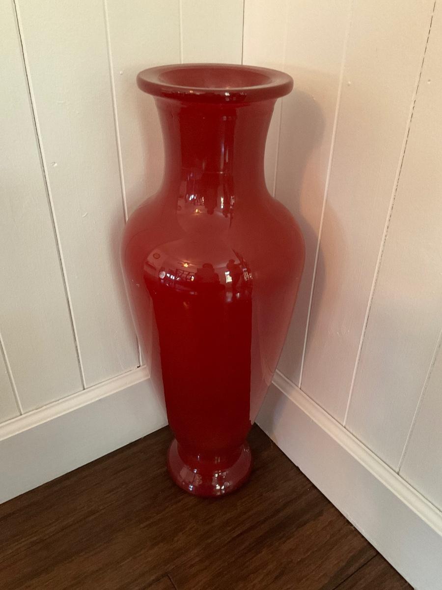 Tall red vase