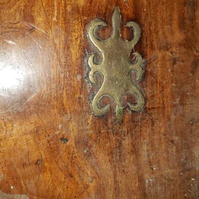 Campaign wood chest/ drawer with brass accents