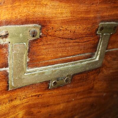 Campaign wood chest/ drawer with brass accents