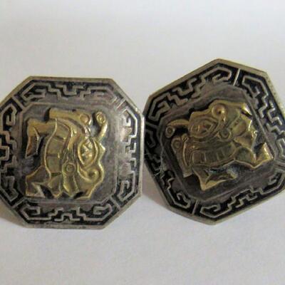 18K Gold over Sterling Mayan Style Earrings