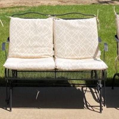 Two Patio Chairs & Glider Bench With Pads