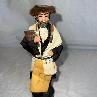 Vintage Jewish Rabbi Shabbat Figure Doll Handmade Israel Folk Art