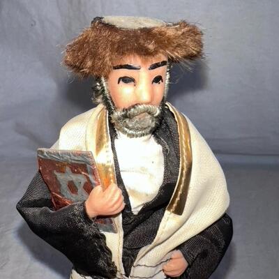 Vintage Jewish Rabbi Shabbat Figure Doll Handmade Israel Folk Art