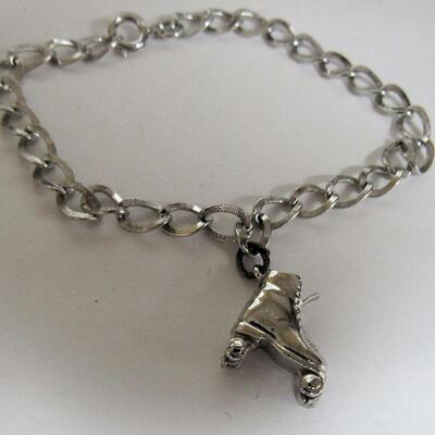 Sterling Silver Charm Bracelet With Roller Skate Charm