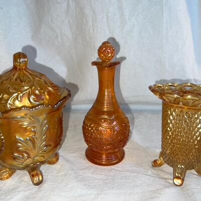 3 Antique Imperial Colored Glass Pieces