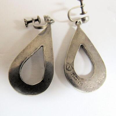 Detailed Hand Made Sterling Silver Mexico Drop Earrings