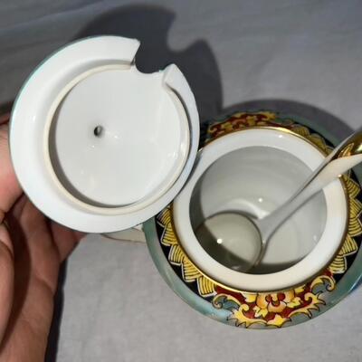 Noritake Handpainted Sugar Bowl with Lid and Spoon