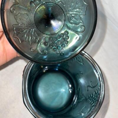 Antique Colored Class Jar w/ Lid