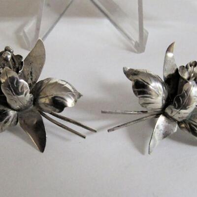 Beautiful Dimensional Orchids Sterling Silver Earrings