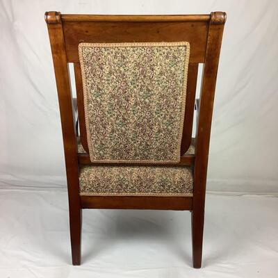 818  Victorian Upholstered Arm Chair w/Mother of Pearl Inlay