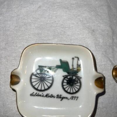 Antique Ceramic Gold Lined Car Plates