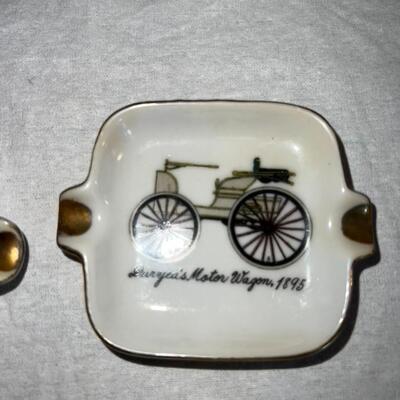 Antique Ceramic Gold Lined Car Plates