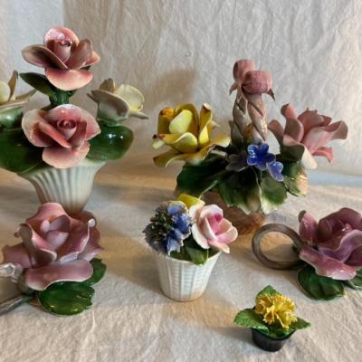 Fabar Capodimonte Hand Painted Porcelain Flowers Made in Italy