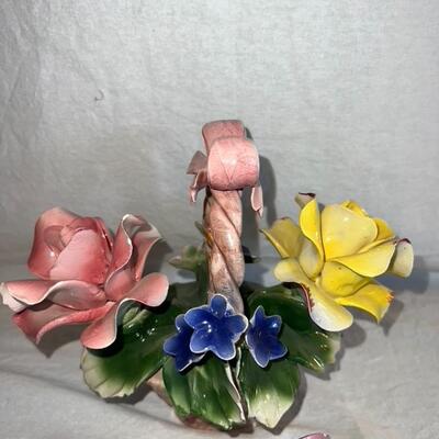 Fabar Capodimonte Hand Painted Porcelain Flowers Made in Italy