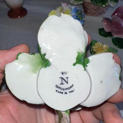 Fabar Capodimonte Hand Painted Porcelain Flowers Made in Italy