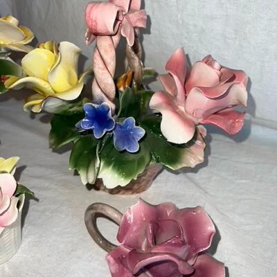 Fabar Capodimonte Hand Painted Porcelain Flowers Made in Italy