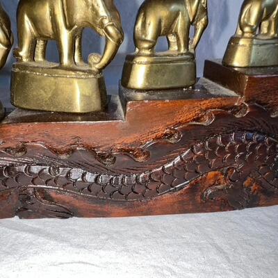 Wooded Carved Dragon w/ Elephant Heavy Pieces