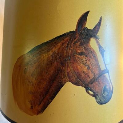 Vintage Horse Lamp w/Stirrup and Wood Base