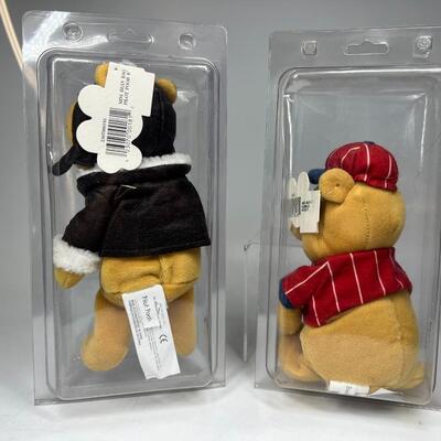Pair of Disney Mouseketoys Aviator Flight Jacket & Baseball League Jersey Winnie the Pooh Stuffed Plushies